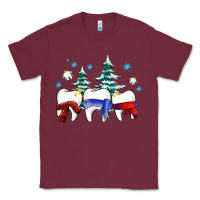 Burgundy dental christmas tree teeth and winter ado Classic Tee - OliviaCreatesArt