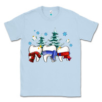 Dusty Blue dental christmas tree teeth and winter ado Classic Tee - OliviaCreatesArt