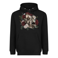 Black Floral boho wolf skull Heavyweight Hoodie - RanaPortraitStore