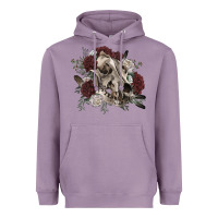 Lavender Floral boho wolf skull Heavyweight Hoodie - RanaPortraitStore