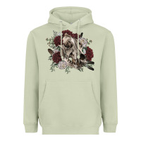 Matcha Floral boho wolf skull Heavyweight Hoodie - RanaPortraitStore