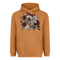 Meerkat Floral boho wolf skull Heavyweight Hoodie - RanaPortraitStore