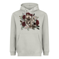 Moon Dust Floral boho wolf skull Heavyweight Hoodie - RanaPortraitStore