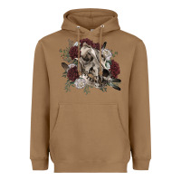 Toasted Coconut Floral boho wolf skull Heavyweight Hoodie - RanaPortraitStore
