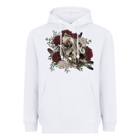 White Floral boho wolf skull Heavyweight Hoodie - RanaPortraitStore