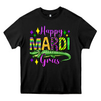 Black happy mardi gras alligator olivia Heavy Core Tee - OliviaCreatesArt