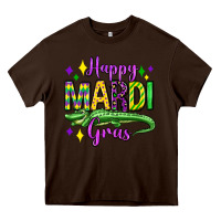 Chocolate Brown happy mardi gras alligator olivia Heavy Core Tee - OliviaCreatesArt