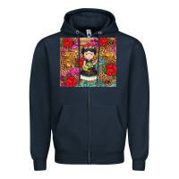 Navy Mexican girl Zipper Hoodie - RanaPortraitStore