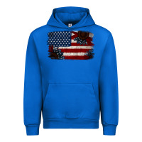 Cobalt Distressed Sunflower American Flag Urban Hoodie - Jasminsmagicworld