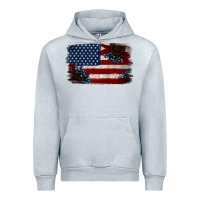 Heather Grey Distressed Sunflower American Flag Urban Hoodie - Jasminsmagicworld