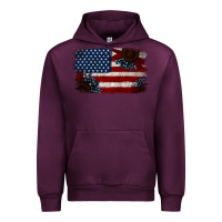 Mauve Wine Distressed Sunflower American Flag Urban Hoodie - Jasminsmagicworld