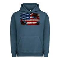 Pigment Midnight Navy Distressed Sunflower American Flag Urban Hoodie - Jasminsmagicworld