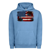 Pigment Pebble Blue Distressed Sunflower American Flag Urban Hoodie - Jasminsmagicworld