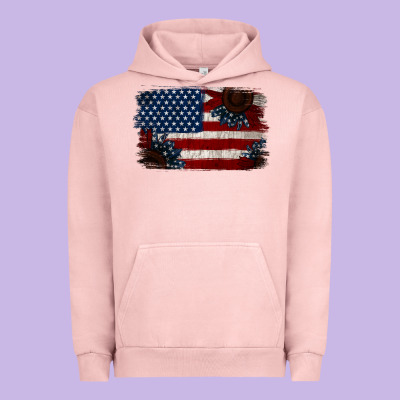 Distressed Sunflower American Flag Urban Hoodie Designed By Jasminsmagicworld