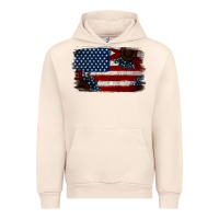 Sandshell Distressed Sunflower American Flag Urban Hoodie - Jasminsmagicworld