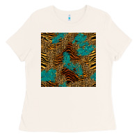 Bone tiger leopard turquoise glitter seamless pattern Ladies Tee - BundleAndBundleShop