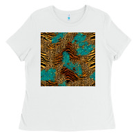 Tiger Leopard Turquoise Glitter Seamless Pattern Ladies Tee | Teevron