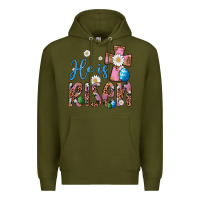 Army Green he is risen cross Premium Hoodie - Artiststas