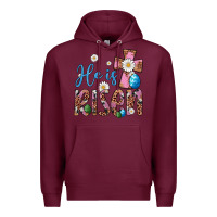 Burgundy he is risen cross Premium Hoodie - Artiststas