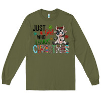 Army Green just a girl who loves christmas Long Sleeve Tee - CowhideDigitalArt