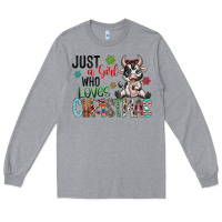Heather Grey just a girl who loves christmas Long Sleeve Tee - CowhideDigitalArt