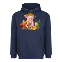 Navy fall pig Heavyweight Hoodie - RanaPortraitStore