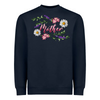 Navy Floral Daisy Mother Heavyweight Sweatshirt - RanaPortraitStore