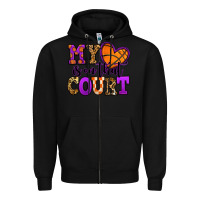 Black my heart is on that court basketball Zipper Hoodie - Jasminsmagicworld
