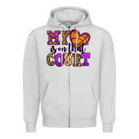 Dove Grey my heart is on that court basketball Zipper Hoodie - Jasminsmagicworld