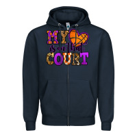 Navy my heart is on that court basketball Zipper Hoodie - Jasminsmagicworld