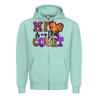 Seafoam my heart is on that court basketball Zipper Hoodie - Jasminsmagicworld