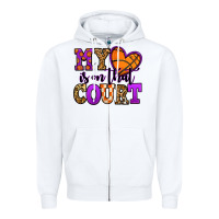 White my heart is on that court basketball Zipper Hoodie - Jasminsmagicworld