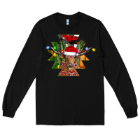 Black longhorn Aztec Christmas Long Sleeve Tee - CowhideDigitalArt