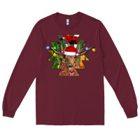 Burgundy longhorn Aztec Christmas Long Sleeve Tee - CowhideDigitalArt