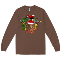 Chestnut longhorn Aztec Christmas Long Sleeve Tee - CowhideDigitalArt