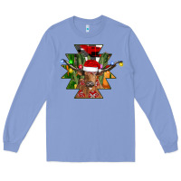Colony Blue longhorn Aztec Christmas Long Sleeve Tee - CowhideDigitalArt