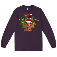 Plum longhorn Aztec Christmas Long Sleeve Tee - CowhideDigitalArt