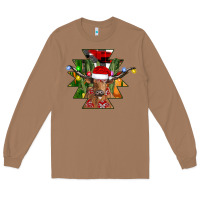 Toasted Coconut longhorn Aztec Christmas Long Sleeve Tee - CowhideDigitalArt