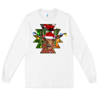 White longhorn Aztec Christmas Long Sleeve Tee - CowhideDigitalArt
