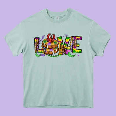 Mardi Gras Love Heavy Core Tee Designed By Oliviacreatesart