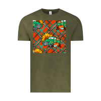Vintage Olive fall truck seamless pattern Vintage Tee - BundleAndBundleShop