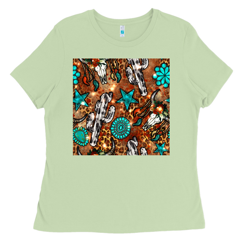 Western Gemstone Aztec Seamless Pattern Ladies Tee by BundleAndBundleShop | Teevron