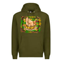 Army Green st patricks day farm chicken gold eggs leopard serape glitter Premium Hoodie - Artiststas