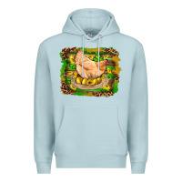Blue Mist st patricks day farm chicken gold eggs leopard serape glitter Premium Hoodie - Artiststas