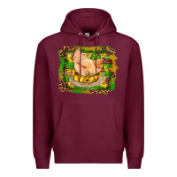 Burgundy st patricks day farm chicken gold eggs leopard serape glitter Premium Hoodie - Artiststas
