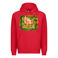 Red st patricks day farm chicken gold eggs leopard serape glitter Premium Hoodie - Artiststas
