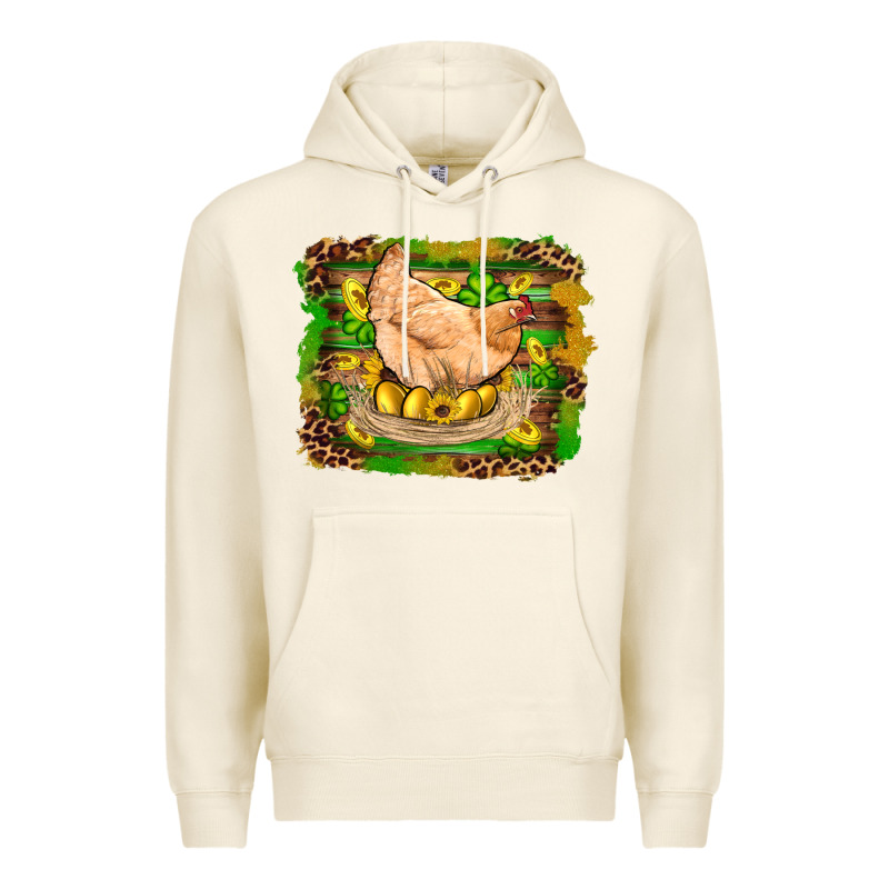 St Patricks Day Farm Chicken Gold Eggs Leopard Serape Glitter Premium Hoodie by Artiststas | Teevron