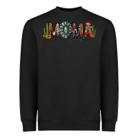 Black western christmas mama claus sunflowers and cactus Heavyweight Sweatshirt - Jasminsmagicworld