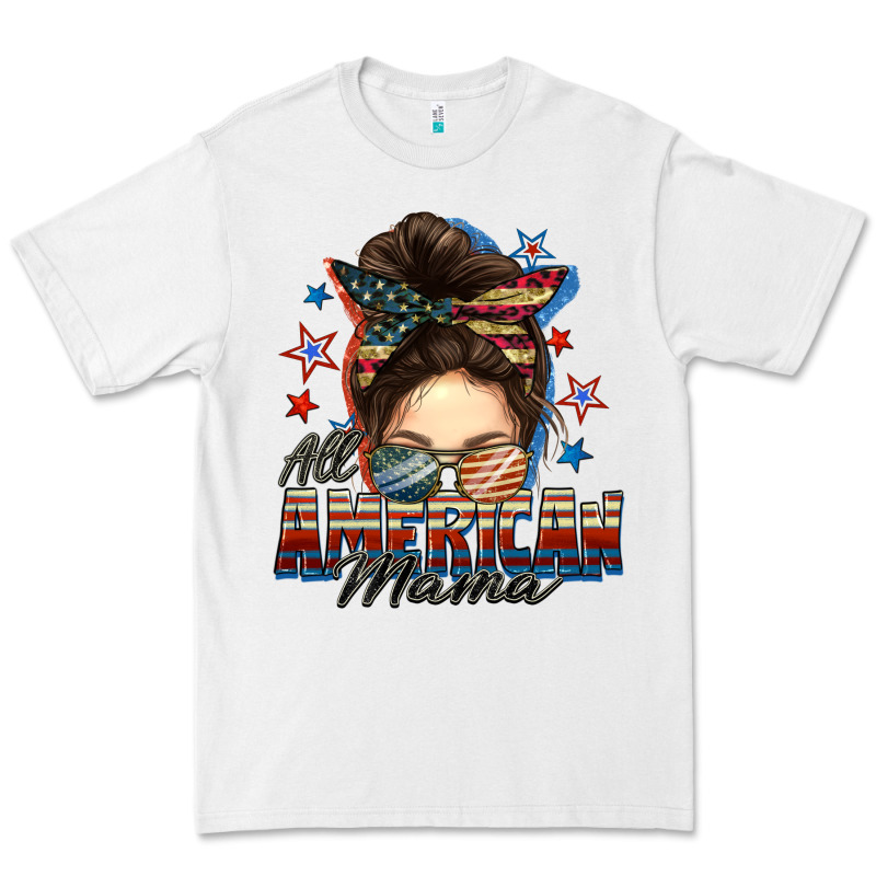 All American Mama Messy Bun 4th Of July Premium Tee by FaDigitalArtStudio | Teevron