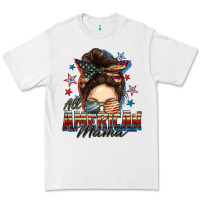 White All American mama messy bun 4th of july Premium Tee - FaDigitalArtStudio